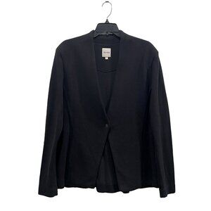 Collarless Black Knit Blazer Jacket — Magnetic Snap — Women’s XL